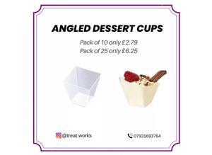 Angled Square Clear Plastic Party Dessert Cups - 10 PCS Only £2.79