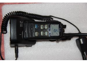 Icom BC-166  Handheld marine VHF  radio.   Complete kit.
