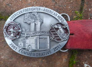 U.S Fire Dept 911 Heros Commemorative Pewter Buckle & Belt