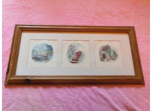 Vintage, 3 x Winnie the Pooh Watercolour Paintings/Prints, Framed - Exc Con