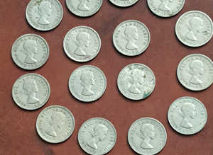 Vintage sixpences