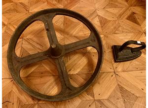 Unusal Antique Solid Metal Wheel Industrial , Heavy , 40 cm diameter .