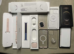 Unlocked 256gb Apple IPhone 12 pro max Gold, Warranty NEW Wused Apple Watch 5 Series