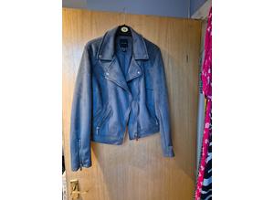 Blue/grry suedette jacket - size 14