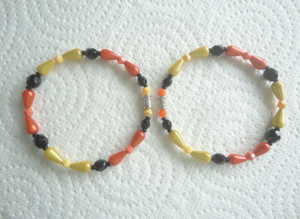 Handmade Orange & Yellow Teardrop Bead Elasticated Bracelets