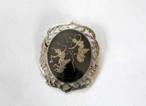 Silver Brooch Made in Siam,former name of Thailand 5 x 4cm
