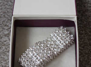 Silver Look Expanding Bracelet 2.5cm Wide with Lots of Faux Diamonds.