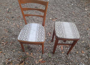 Retro Matching Wooden Stool & Dining Chair