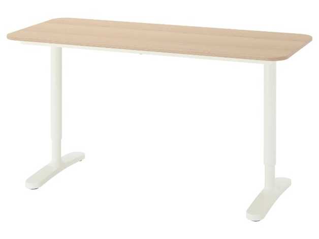 Desk Ikea Bekant White Stained Oak Veneer White 140x60 Cm In