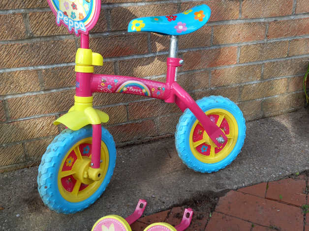 Peppa Pig 2 in 1 Convertible Kids Girls Training Balance Bike in