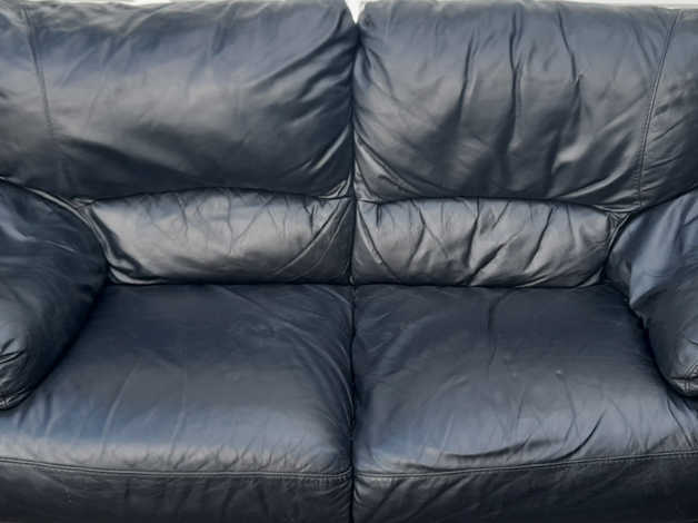 2 Seater Black Leather Sofa Excellent Condition in 