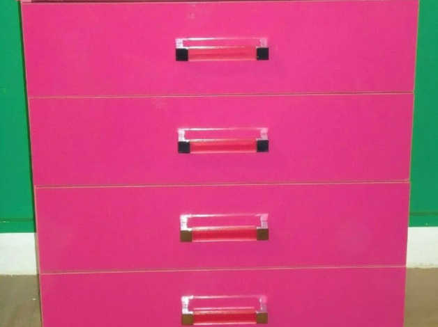 Kids Chest Of Drawers Pink 4 Gloss Drawer Two Tone Children S