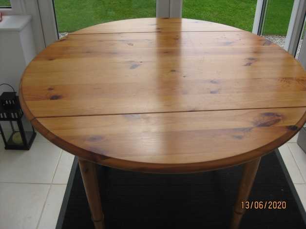 round pine drop leaf table