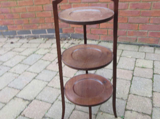 Vintage Wooden Three Tier Cake Stand, Vintage Wooden Tiered Cake Stand